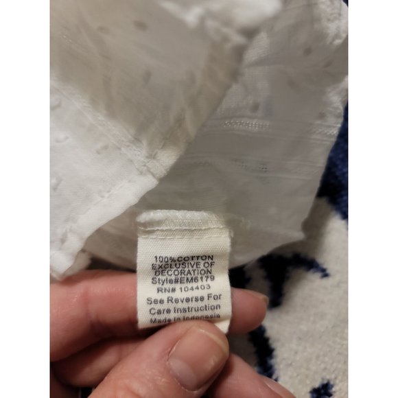 Sweet Wanderer White Peplum Sleeveless Semi Sheer Blouse Size M 100% Cotton - Picture 6 of 6